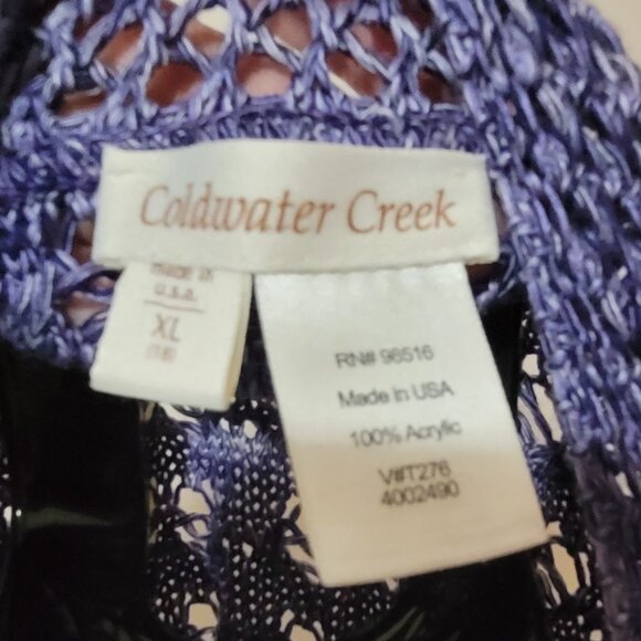Coldwater Creek Open Knit Short Sleeved Cardigan - Grape - Picture 3 of 5